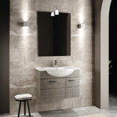 MOBILE BAGNO SOSPESO CON SPECCHIERA E LAVABO INTEGRALE MODELLO BAFFO 85CM